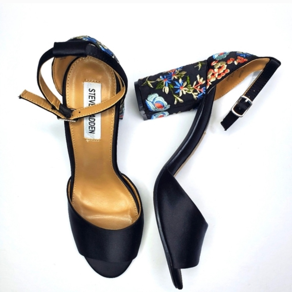 Steve Madden Delilah satin, embroidered heel